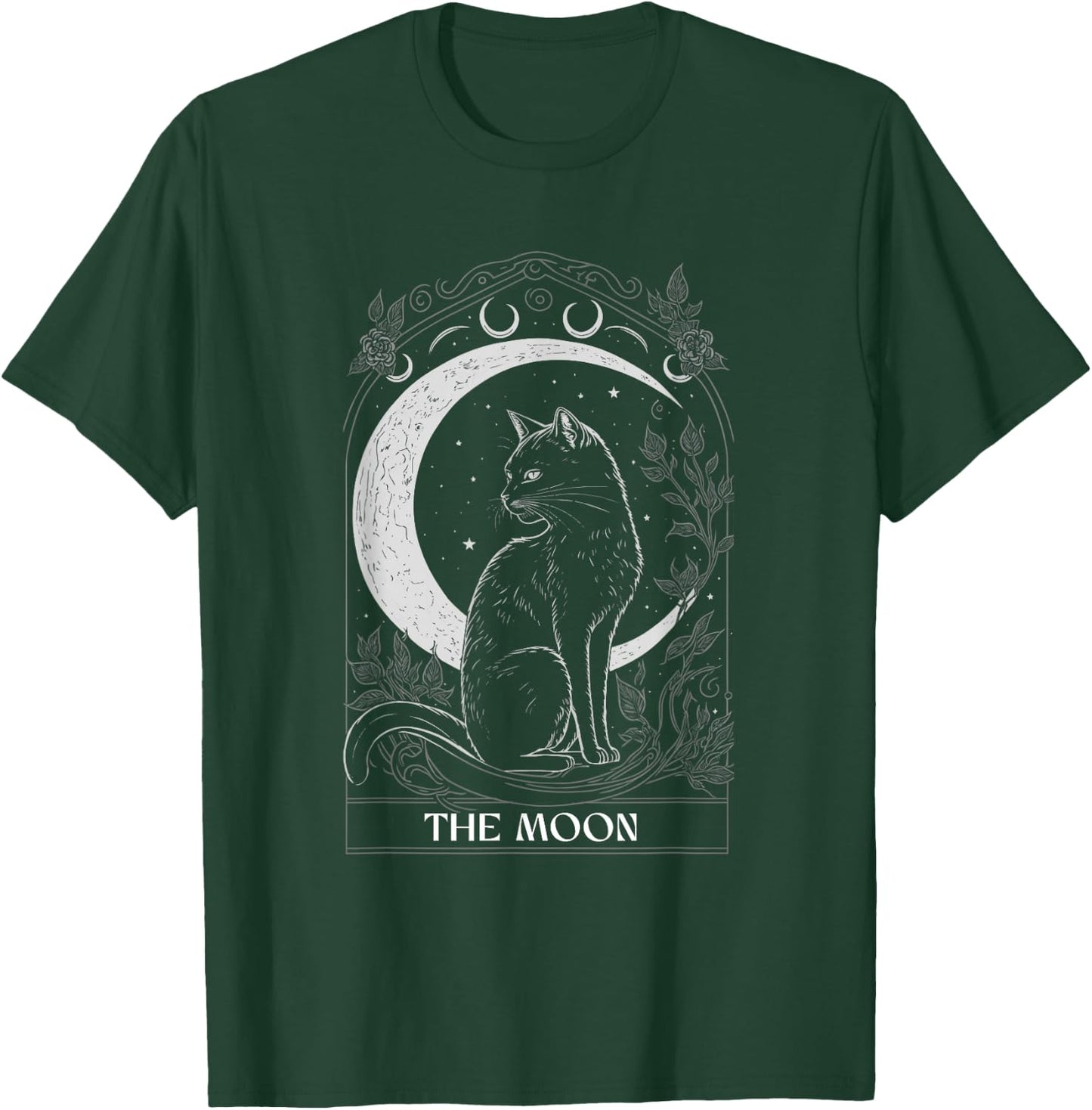 Crescent Moon Cat Tarot Card Graphic for Tarot Cat Lovers T-Shirt - T-Shirt | Forest