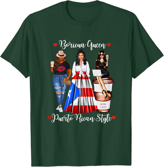 Puerto Rican Style Boricua Queen Mom Puerto Rico T-Shirt - T-Shirt | Forest
