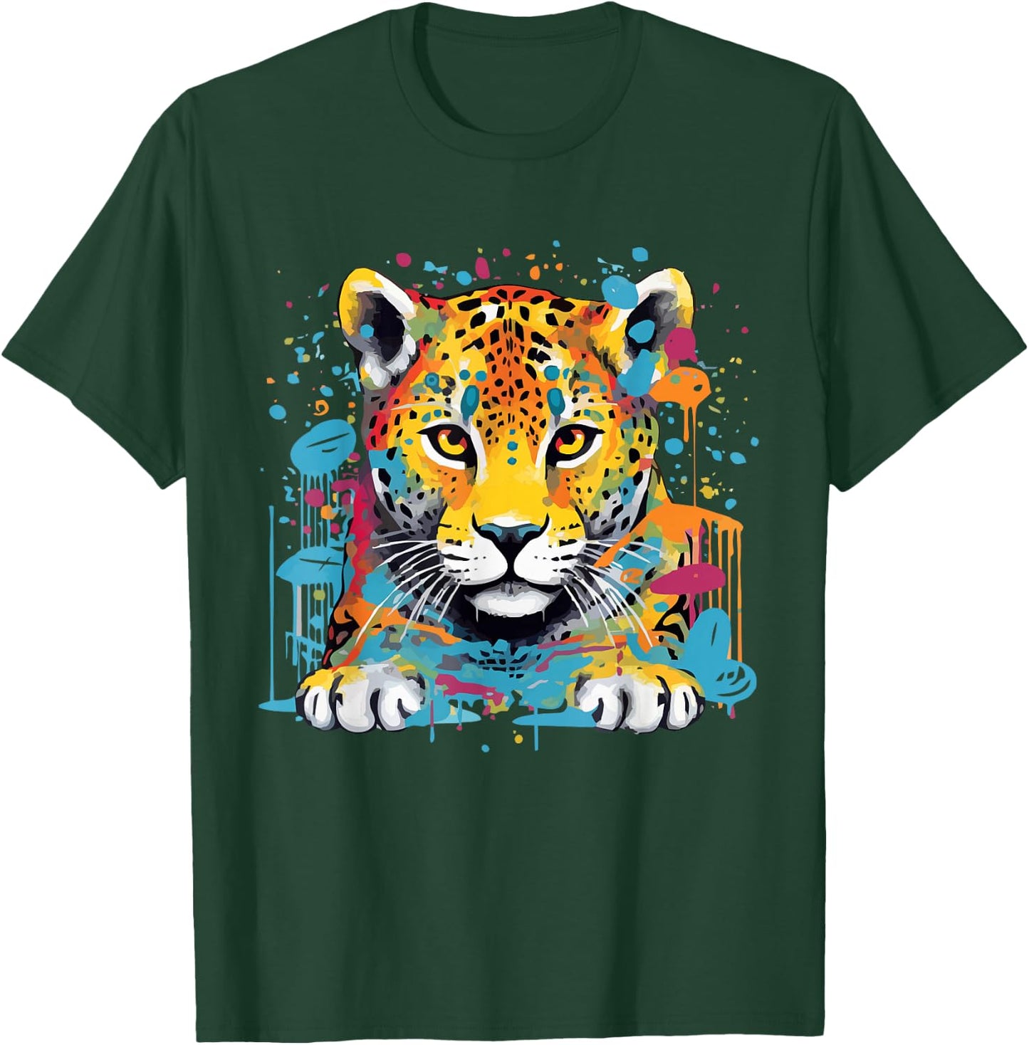 Jaguar Big Cat Splash Art Graphic Design Men Women Kids T-Shirt - T-Shirt | Forest