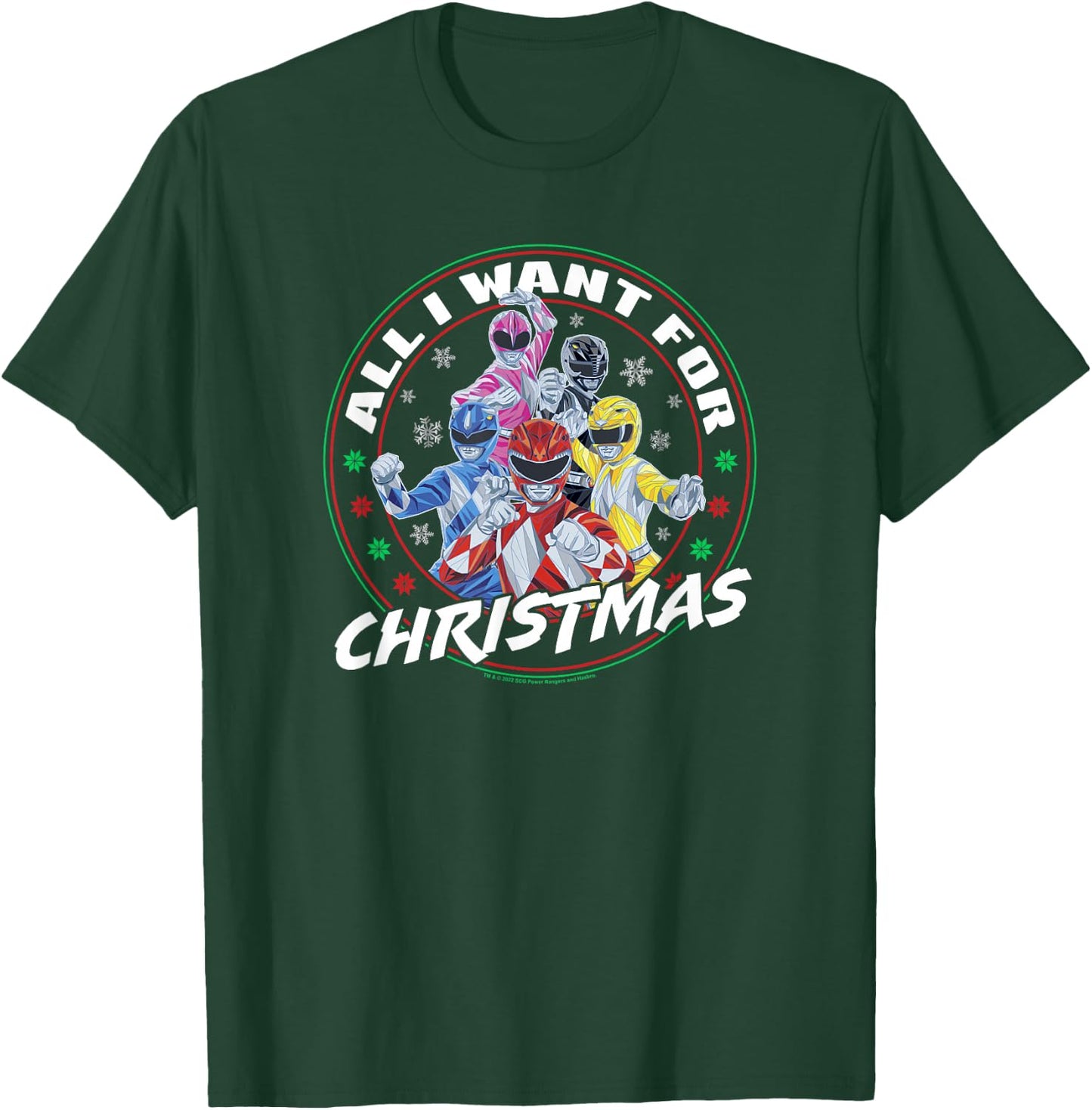 Power Rangers Christmas All I Want For T-Shirt - T-Shirt | Forest