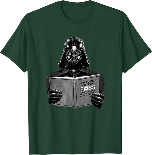 Star Wars Classic Vader Reading How To Be A Better Boss T-Shirt - T-Shirt | Forest