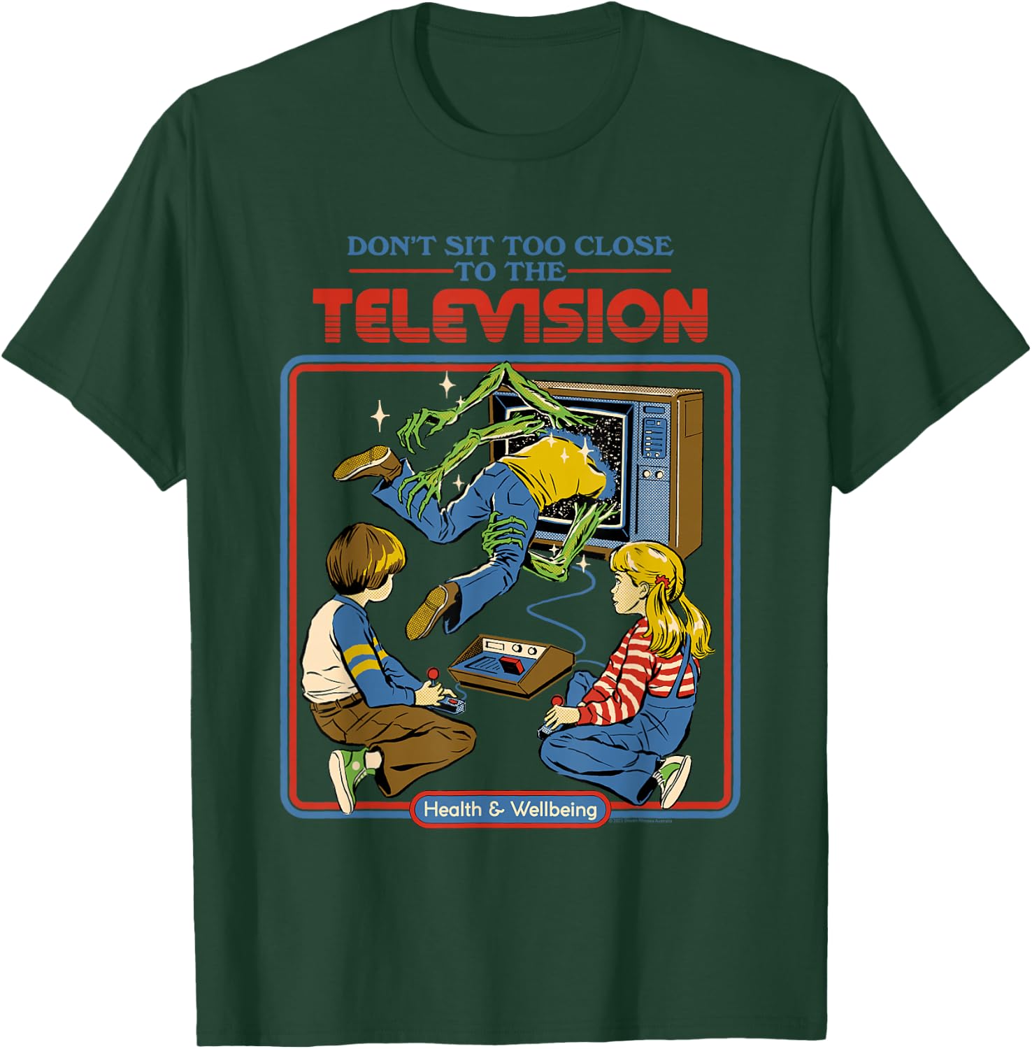 Steven Rhodes Don't Sit Too Close TV Retro Dark Humor T-Shirt - T-Shirt | Forest