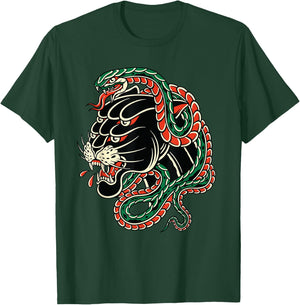 Vintage American Traditional Tattoo Edgy Old School Panther T-Shirt - T-Shirt | Forest