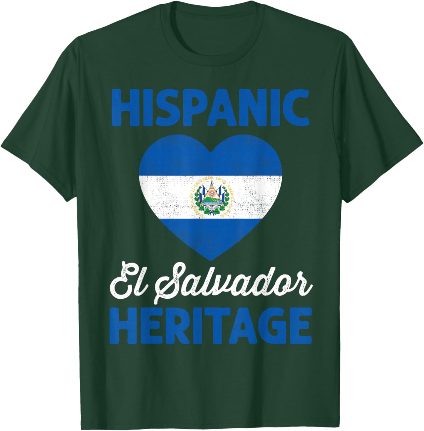 Salvadoran Flag Heart Hispanic Heritage El Salvador Kids T-Shirt - T-Shirt | Forest