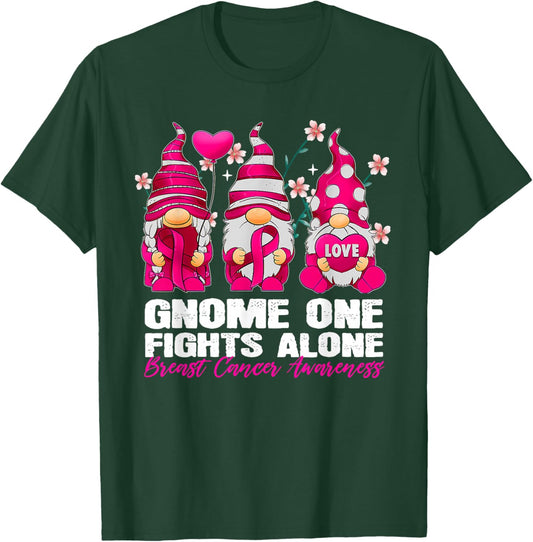 Gnome One Fight Alone Breast Cancer Awareness Gnome T-Shirt - T-Shirt | Forest