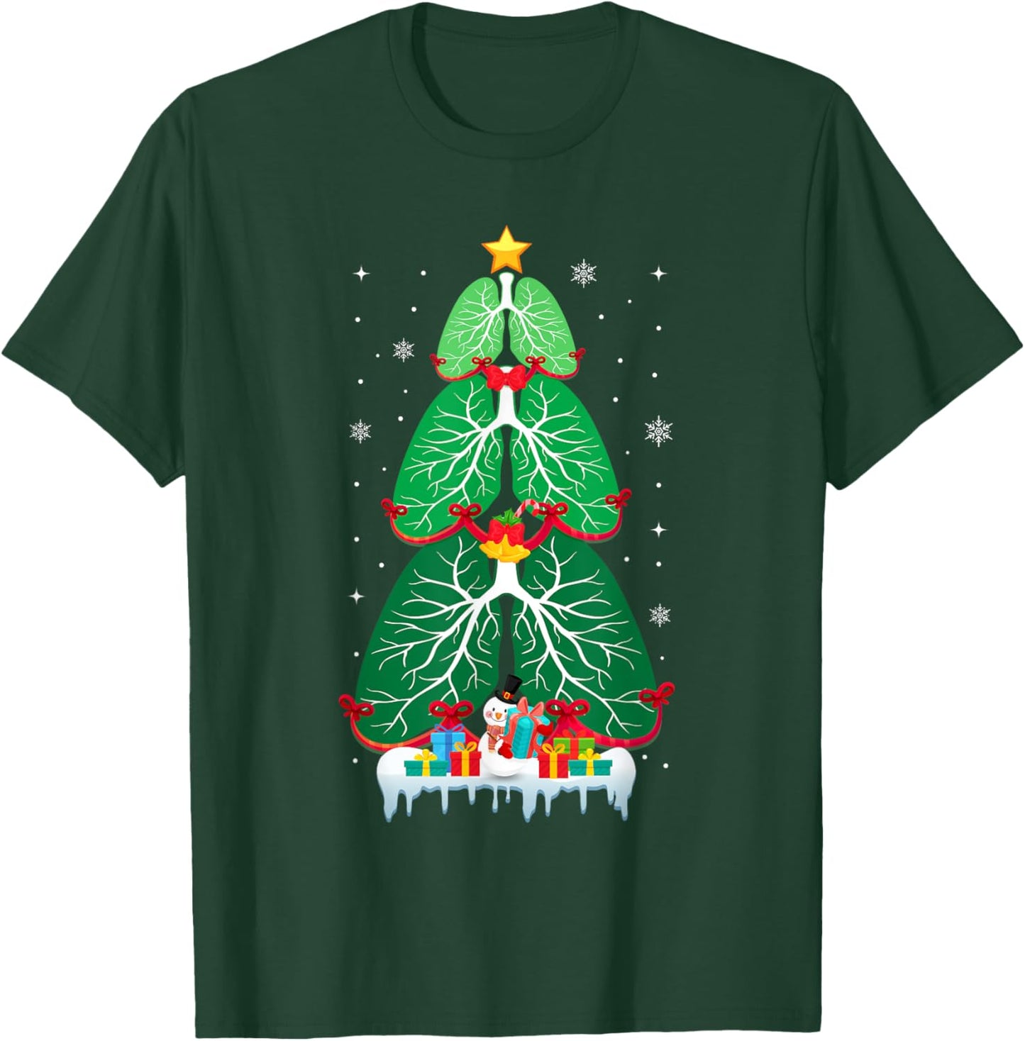 Lung Christmas Tree Respiratory Therapy Xmas Therapist T-Shirt - T-Shirt | Forest