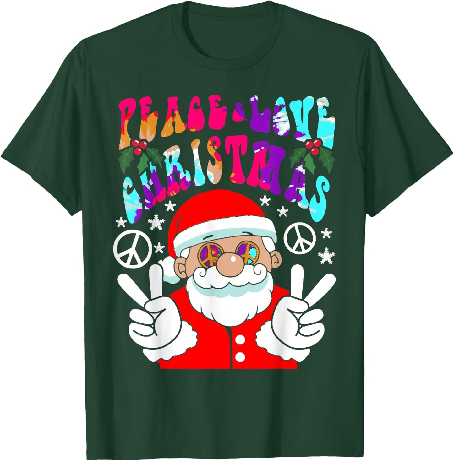 Hippie Santa Claus Peace And Love Tie Dye Groovy T-Shirt - T-Shirt | Forest