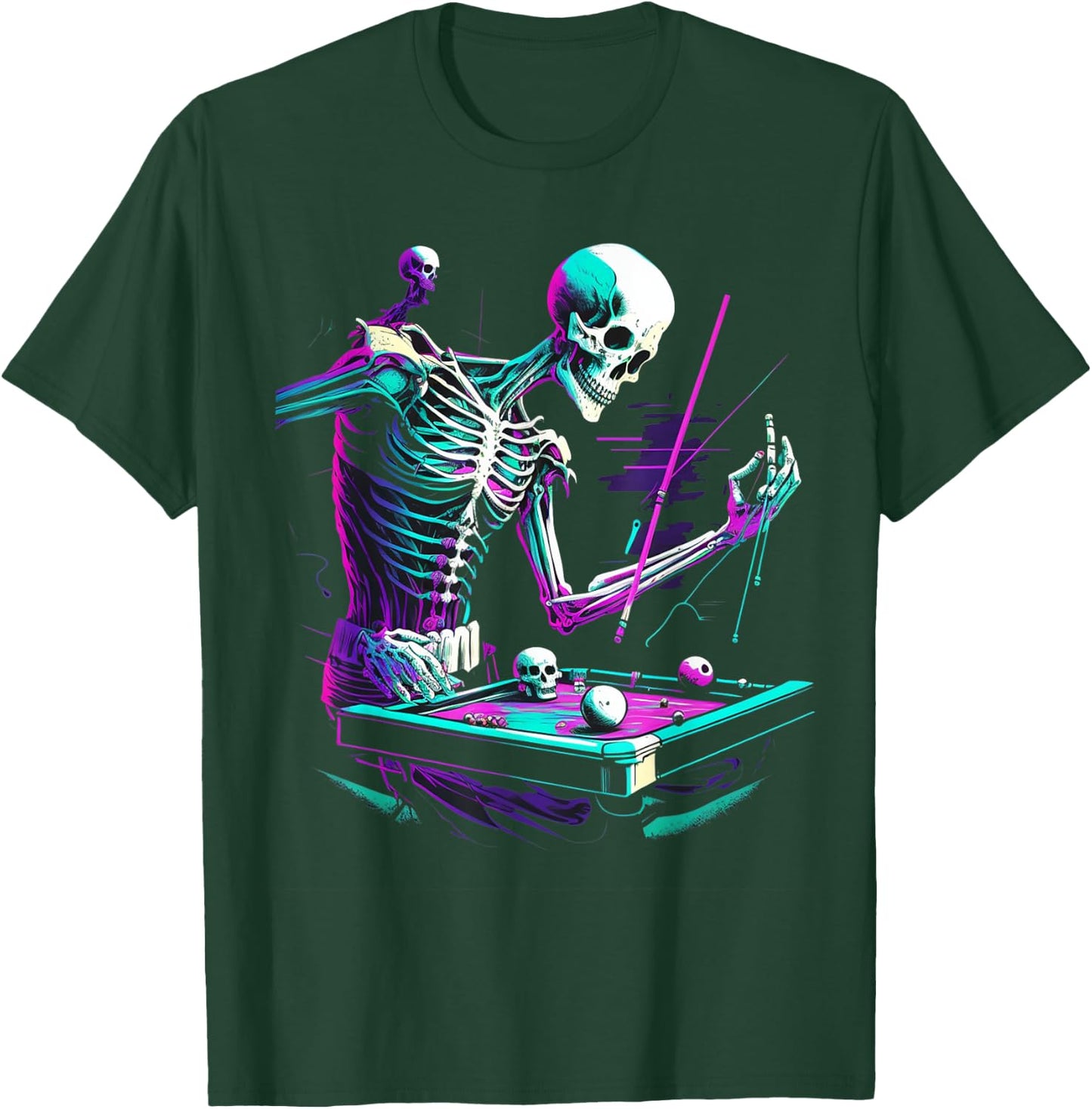 Skeleton Playing Billiard Halloween Costume Sport Pool T-Shirt - T-Shirt | Forest