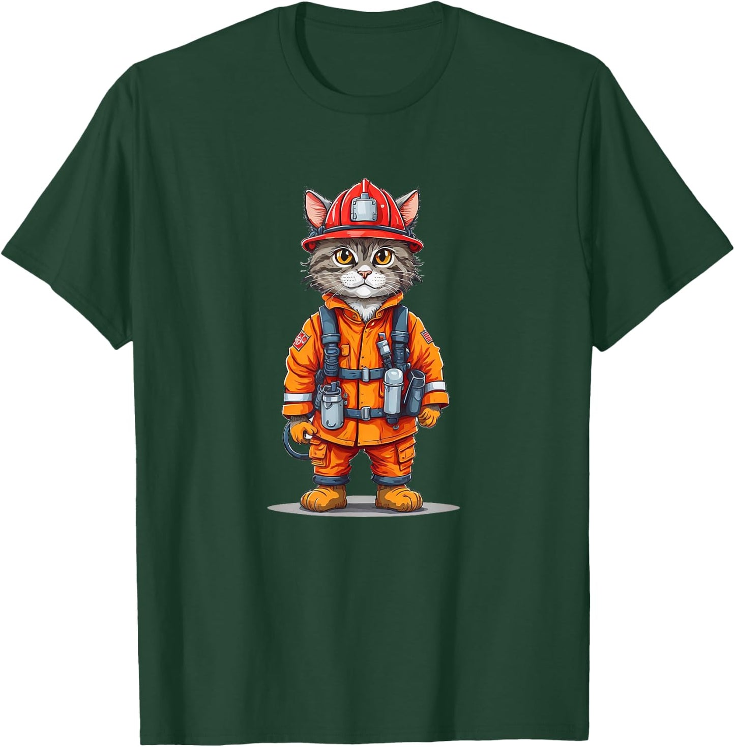 Fire Fighter Cat T-Shirt - T-Shirt | Forest