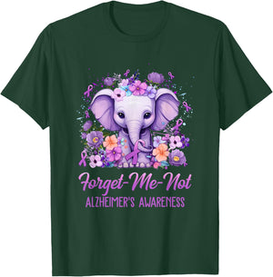 Forget Me Not Alzheimer's Awareness Month Elephant Flower T-Shirt - T-Shirt | Forest