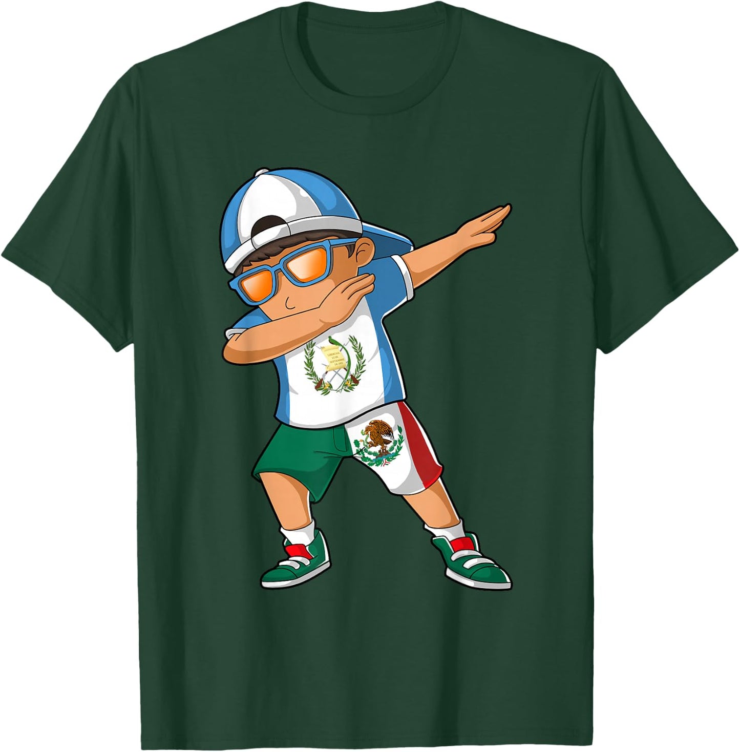 Half Guatemalan Half Mexican Boy Guatemala Flag T-Shirt - T-Shirt | Forest