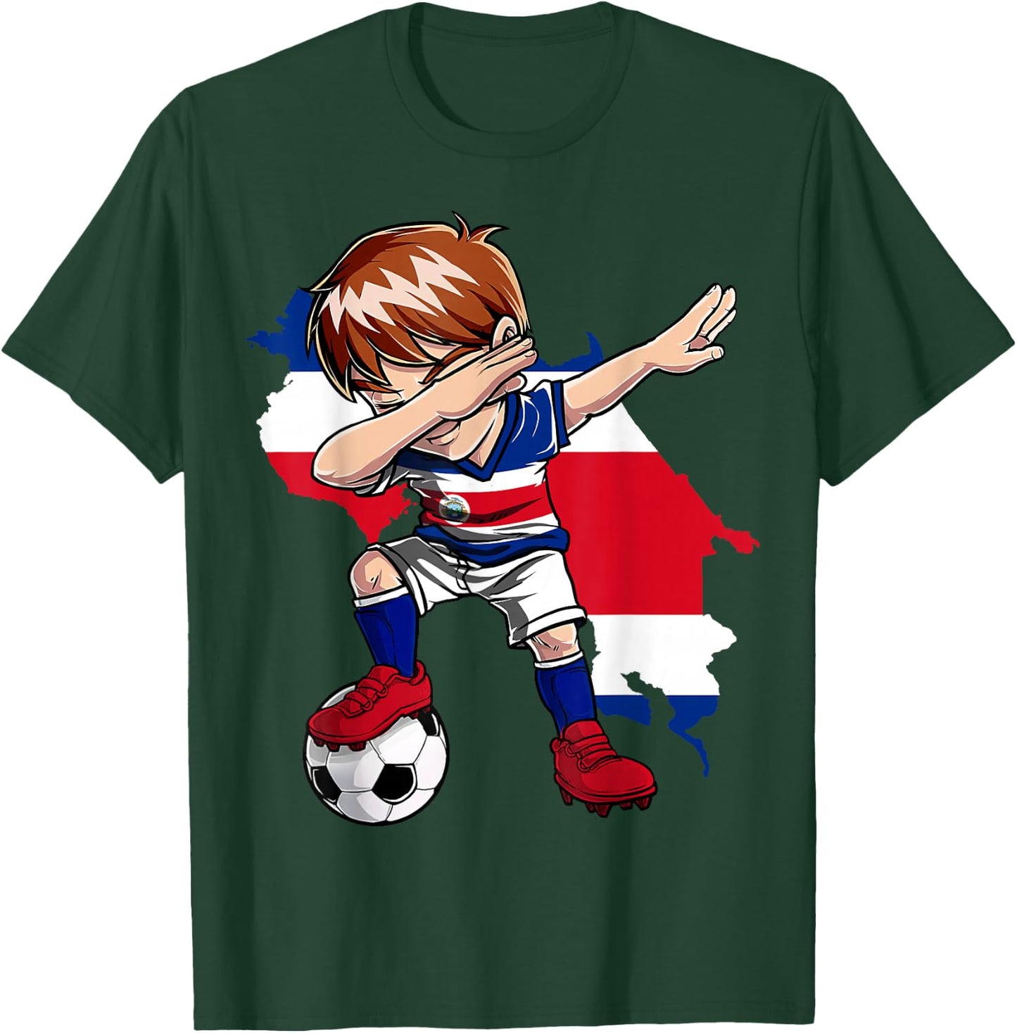 Dabbing Soccer Costa Rican Jersey Boy Costa Rica Football T-Shirt - T-Shirt | Forest