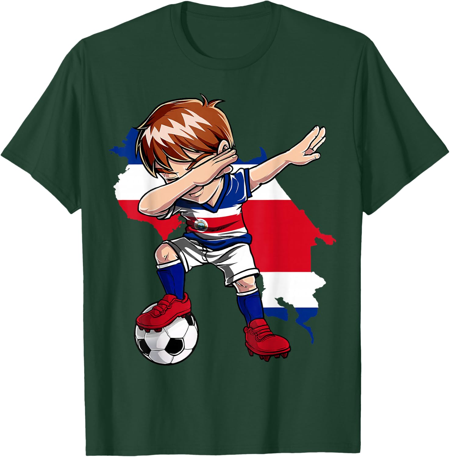Dabbing Soccer Costa Rican Jersey Boy Costa Rica Football T-Shirt - T-Shirt | Forest