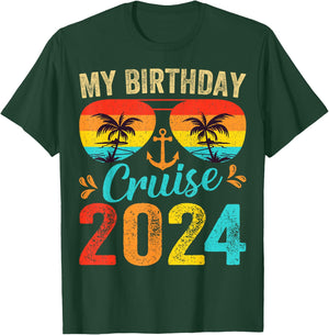 My Birthday Cruise 2024 Party Cruise Birthday Vacation T-Shirt - T-Shirt | Forest