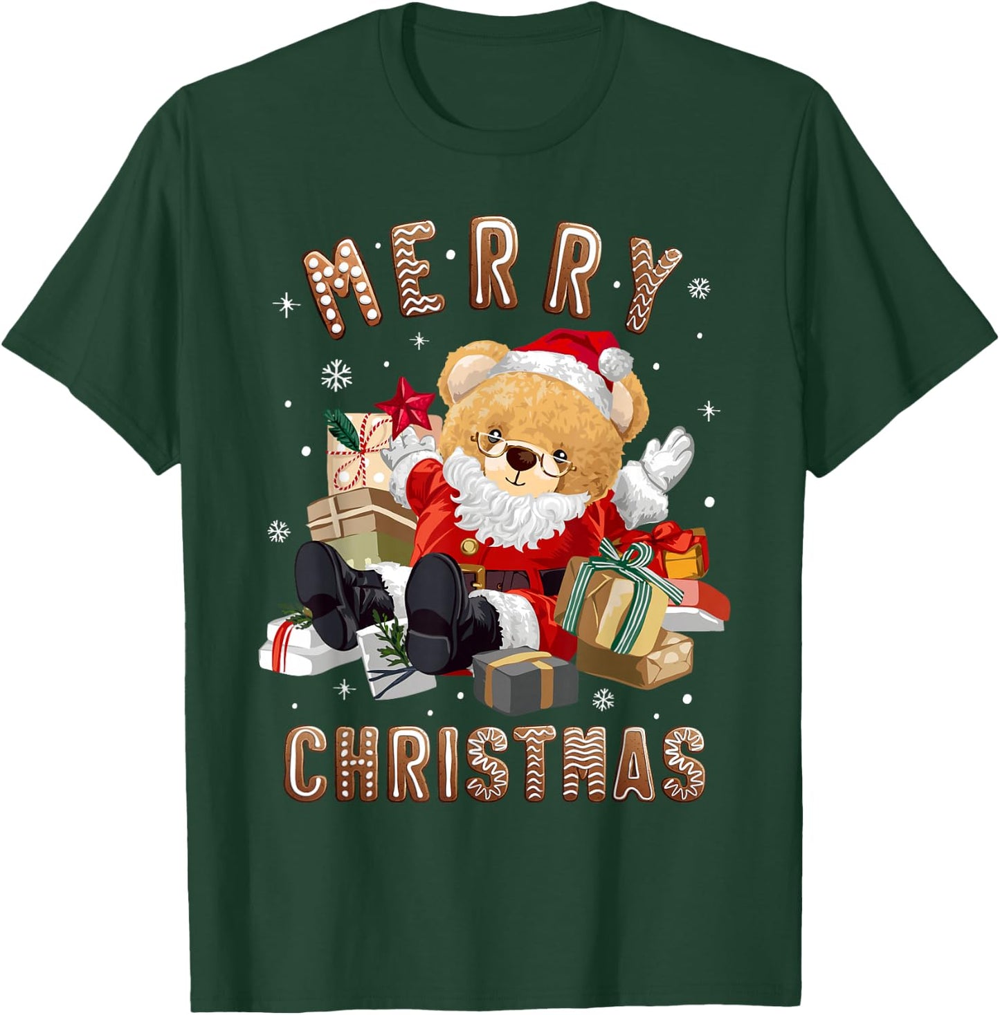 Cute Christmas teddy bear Santa Claus T-Shirt - T-Shirt | Forest