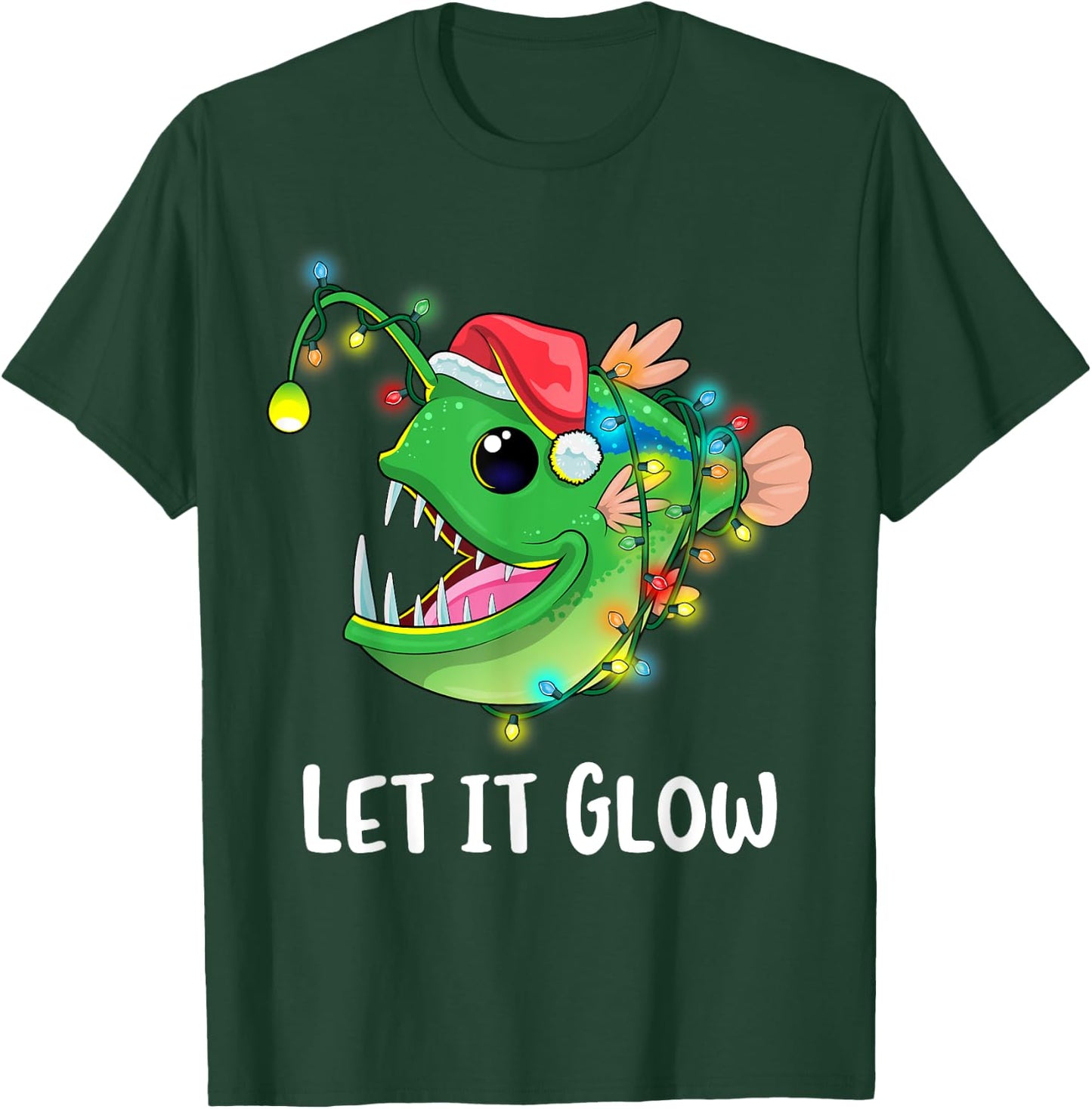 Let It Glow Anglerfish Lighting Xmas Tree Monster Christmas T-Shirt - T-Shirt | Forest