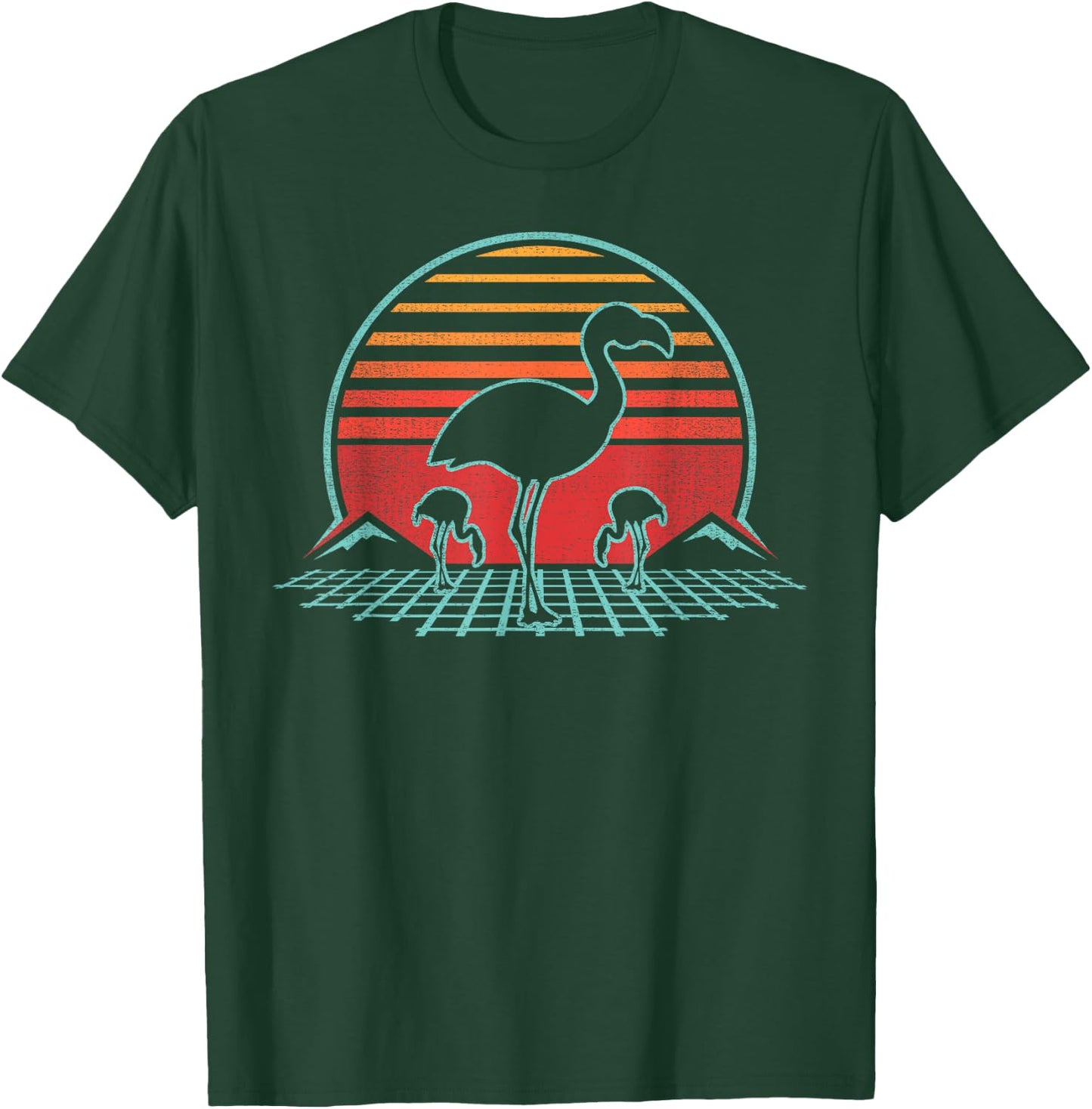 Flamingo Lover Bird Animal Retro Vintage 80s Style T-Shirt - T-Shirt | Forest