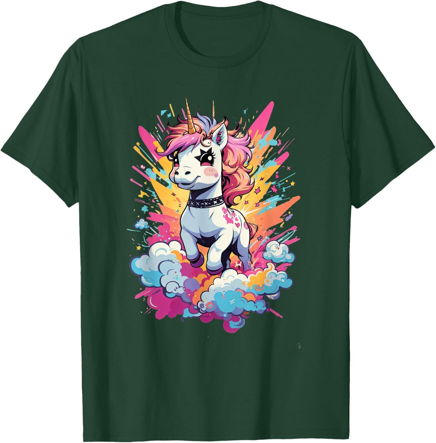 Punk Rock Unicorn - Tattooed Rhythms & Mythical Vibes Music T-Shirt - T-Shirt | Forest