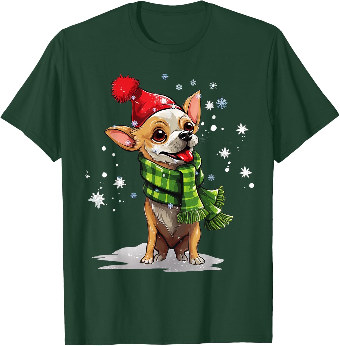 Chihuahua Dog Christmas Snow Winter Vibes Women Kids T-Shirt - T-Shirt | Forest