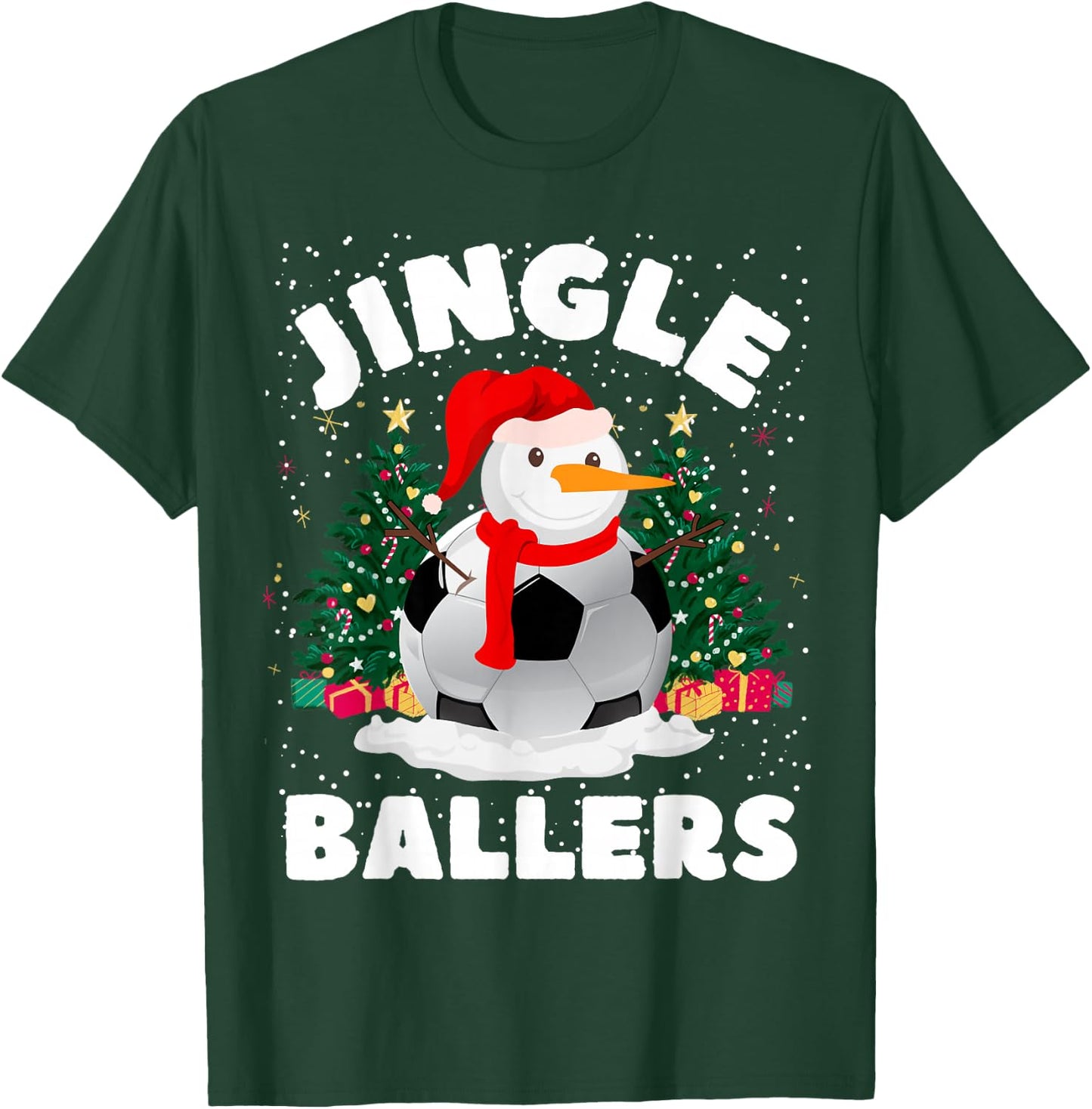 Jingle Ballers Funny Soccer ball Snowman Christmas Football T-Shirt - T-Shirt | Forest