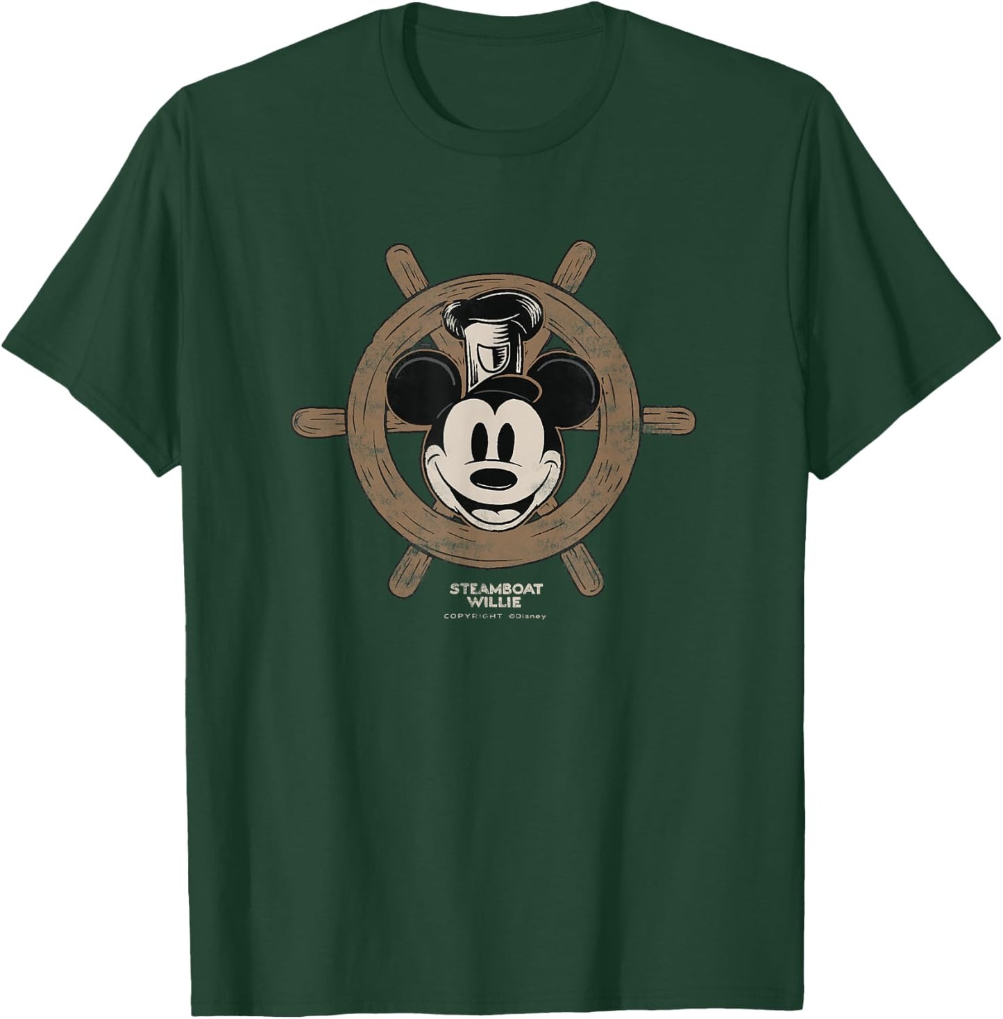 Disney 100 Mickey Mouse Steamboat Willie Wheel D100 Small T-Shirt - T-Shirt | Forest