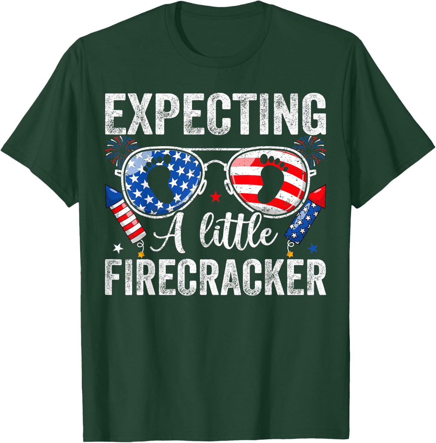 Funny 4th of July Pregnancy Expecting A Little Firecracker T-Shirt - T-Shirt | Forest