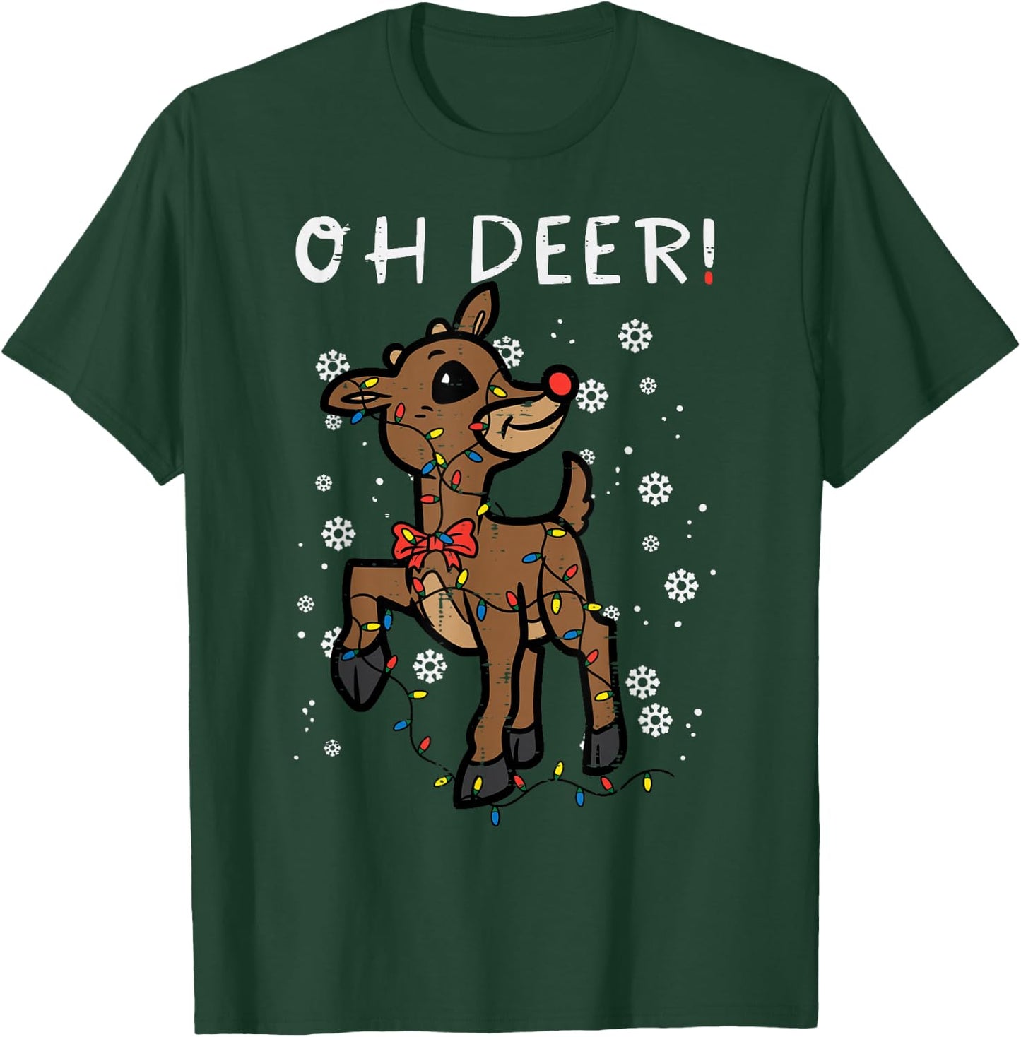 Christmas Reindeer Oh Deer Cute Xmas Boys Girls Kids Women T-Shirt - T-Shirt | Forest