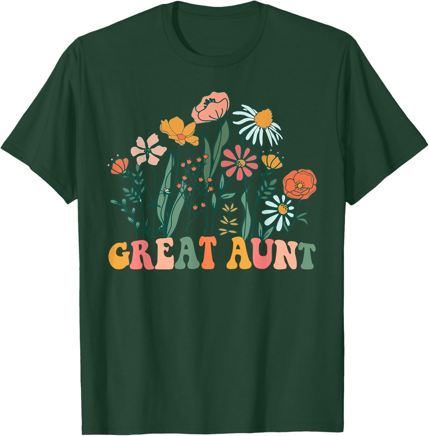 New GREAT AUNT Wildflower First Birthday & Baby Shower T-Shirt - T-Shirt | Forest