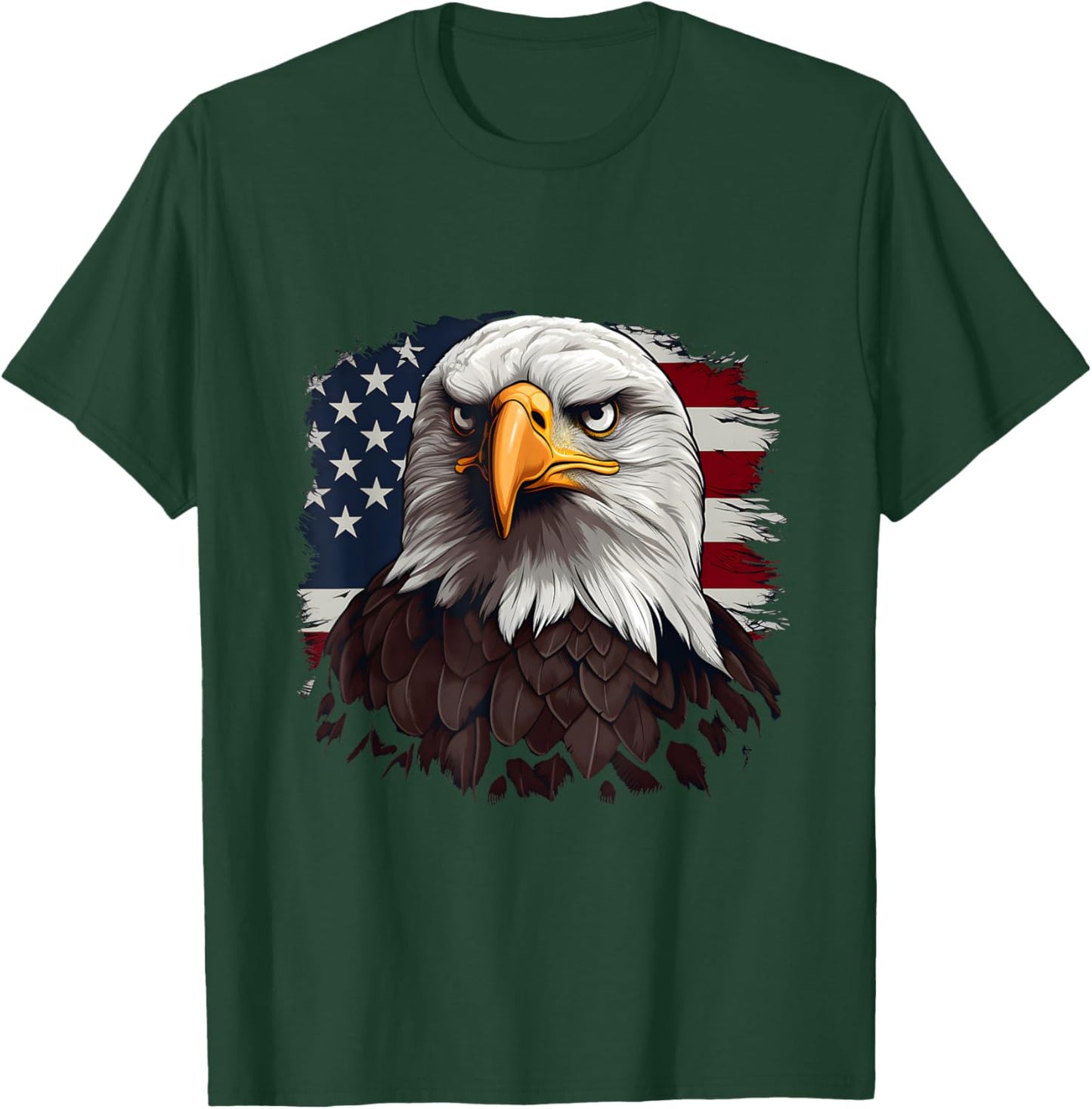 July 4th Symbolic Bald Eagle with American Flags T-Shirt - T-Shirt | Forest