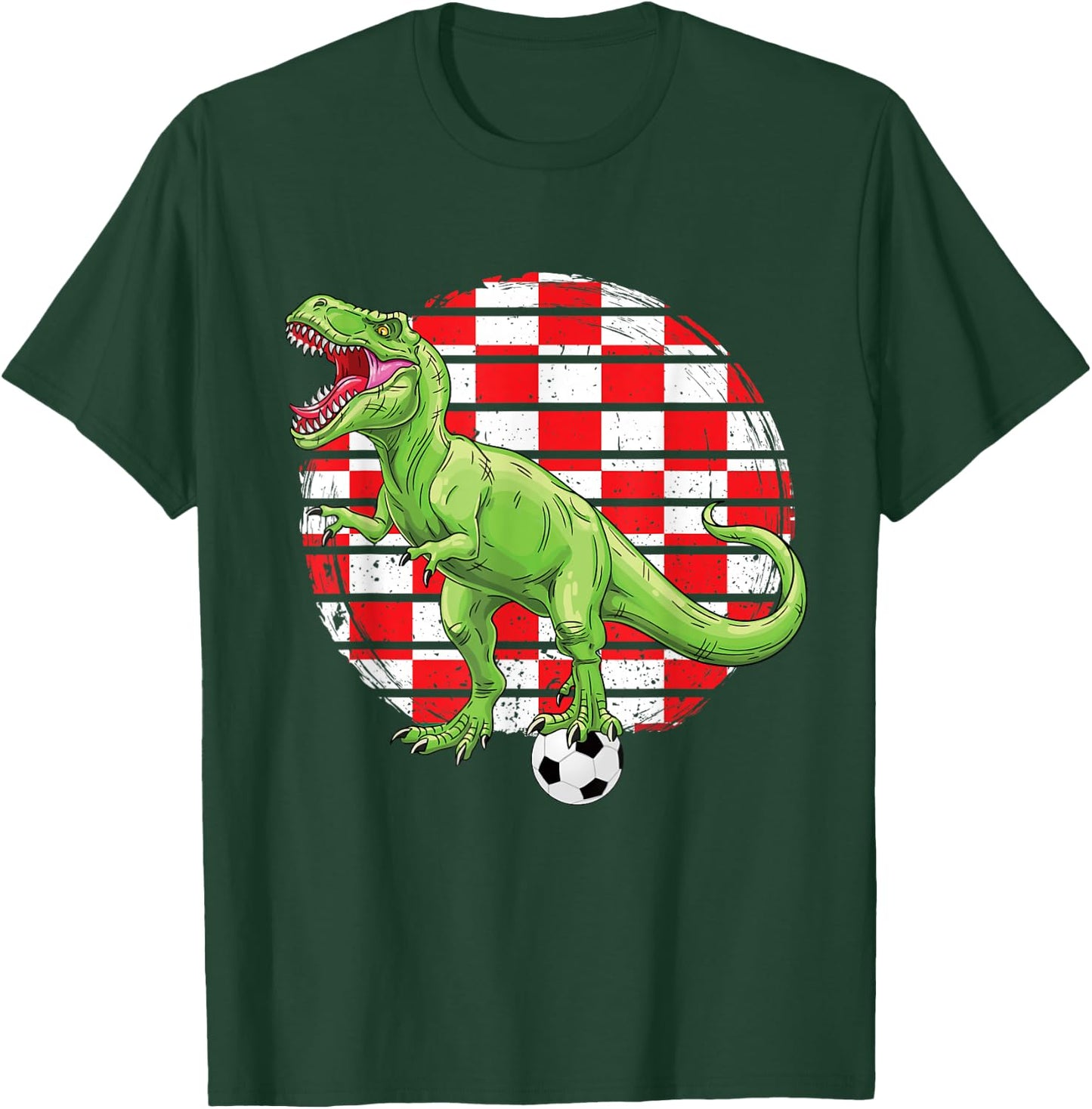 Soccer Dinosaur Trex Croatia Flag Boys Girls Toddler T-Shirt - T-Shirt | Forest