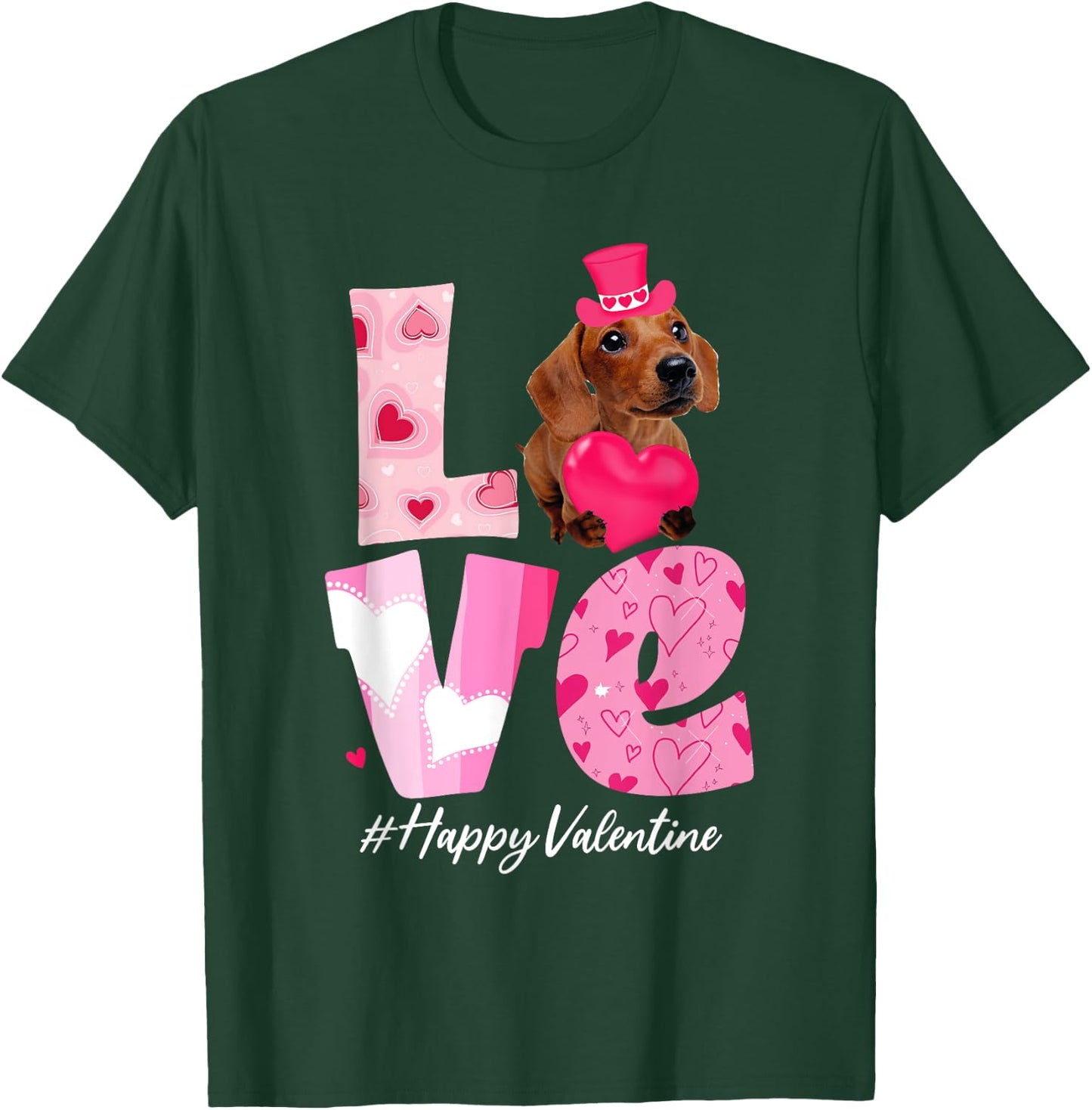 LOVE Dachshund Valentine Day with Dachshund Dog Women Kids T-Shirt - T-Shirt | Forest