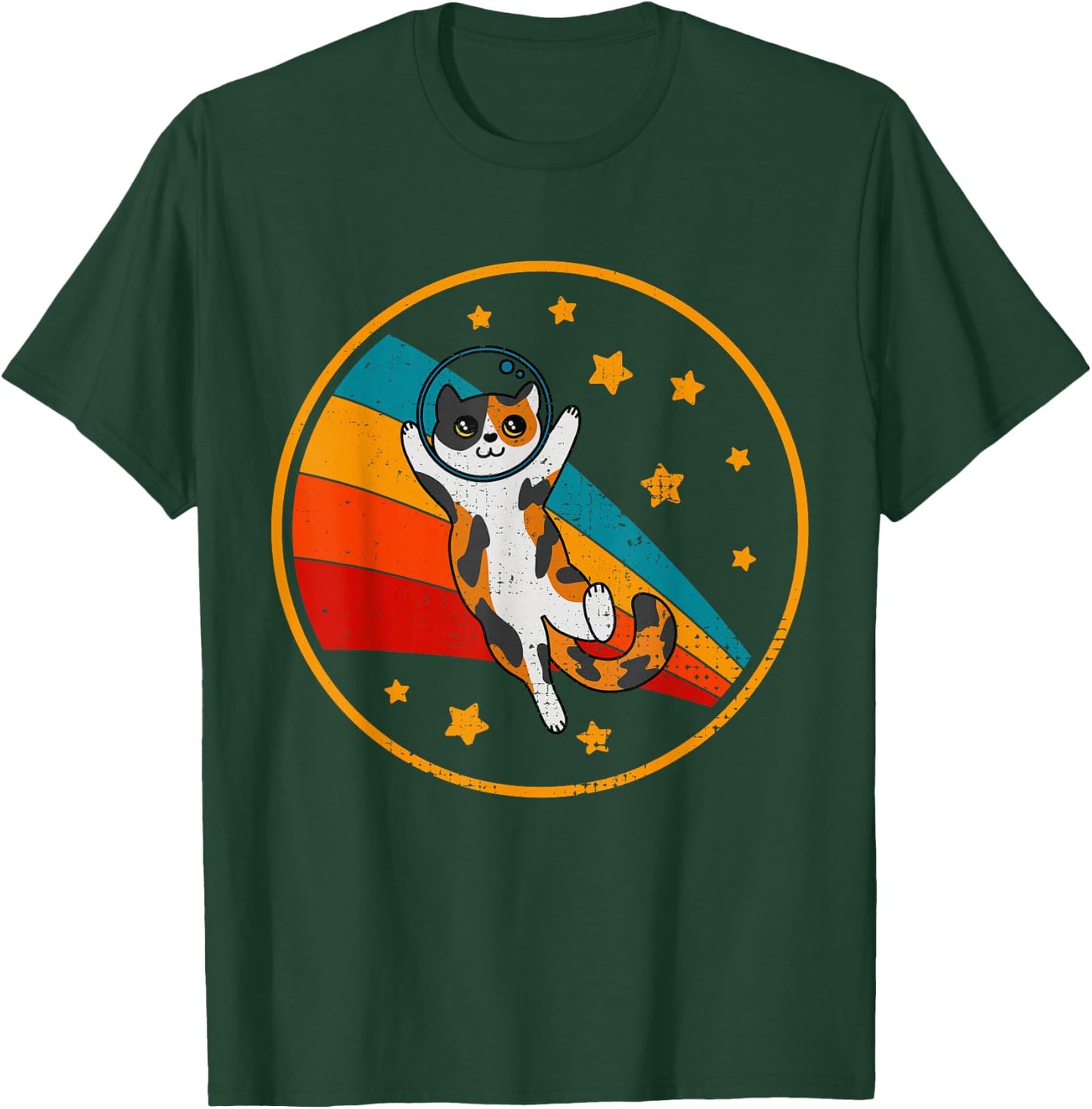 Cute Vintage Calico Cat Retro Space Cat T-Shirt - T-Shirt | Forest