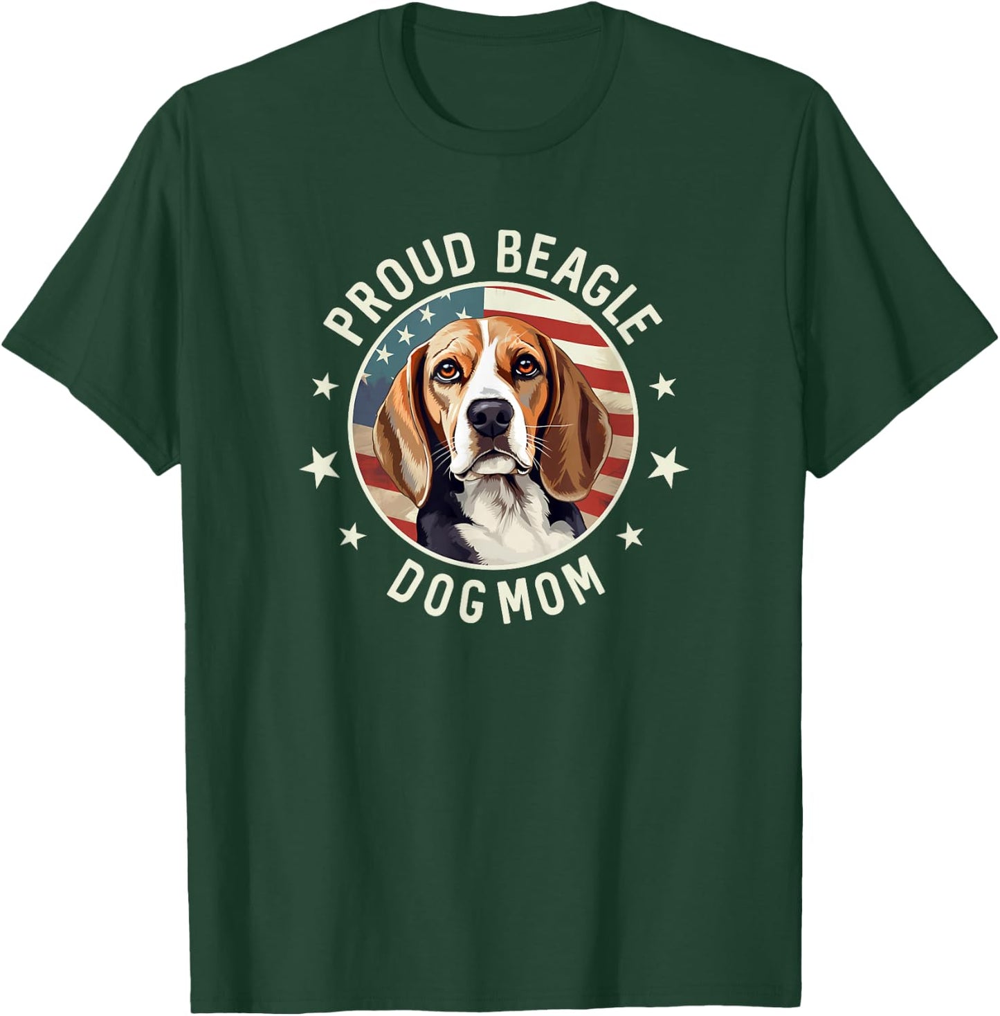 Beagle Gifts , American Flag Proud Beagle Dog Mom T-Shirt - T-Shirt | Forest