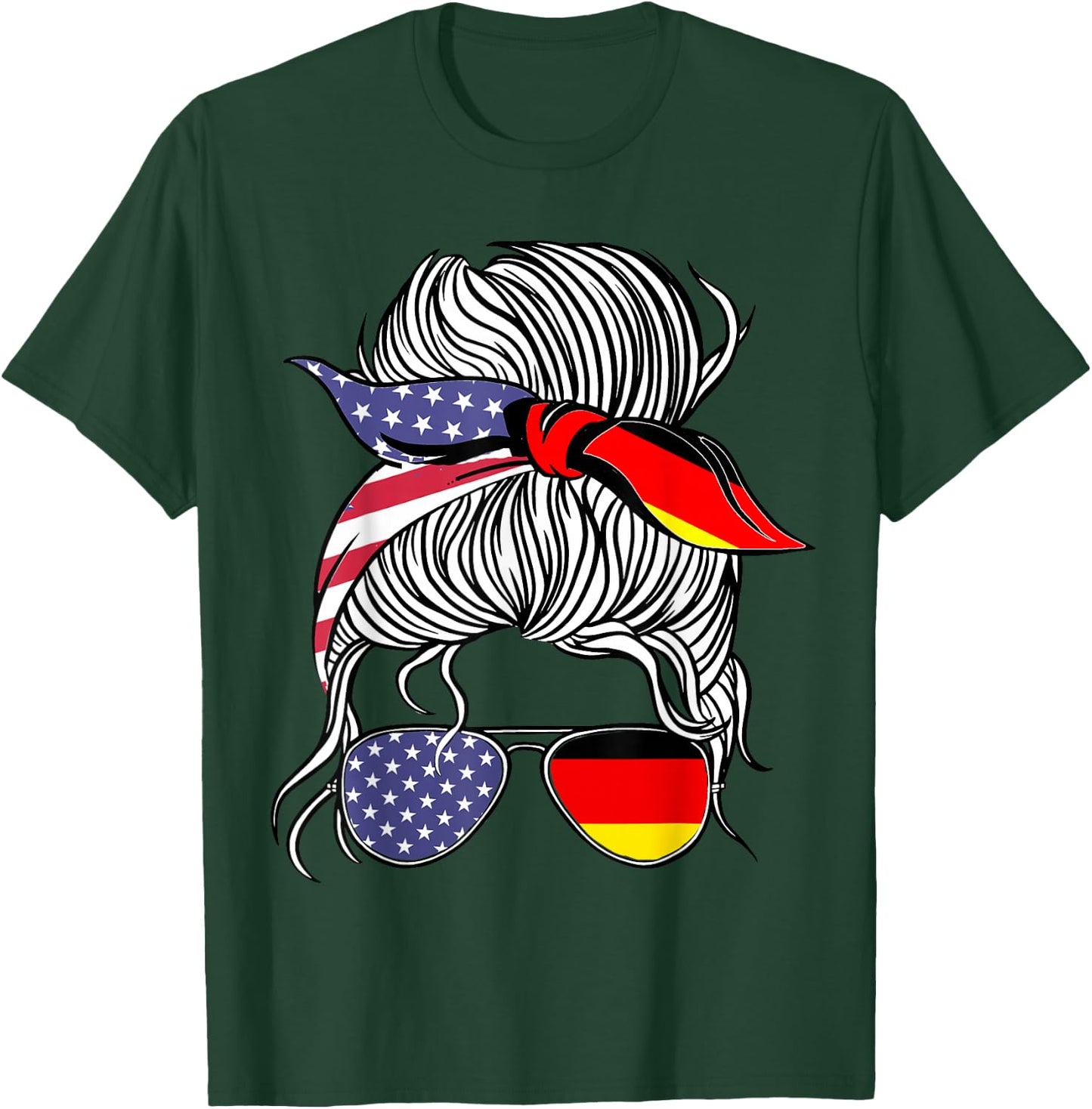 German American Patriot Grown Proud Women Girl Flag T-Shirt - T-Shirt | Forest