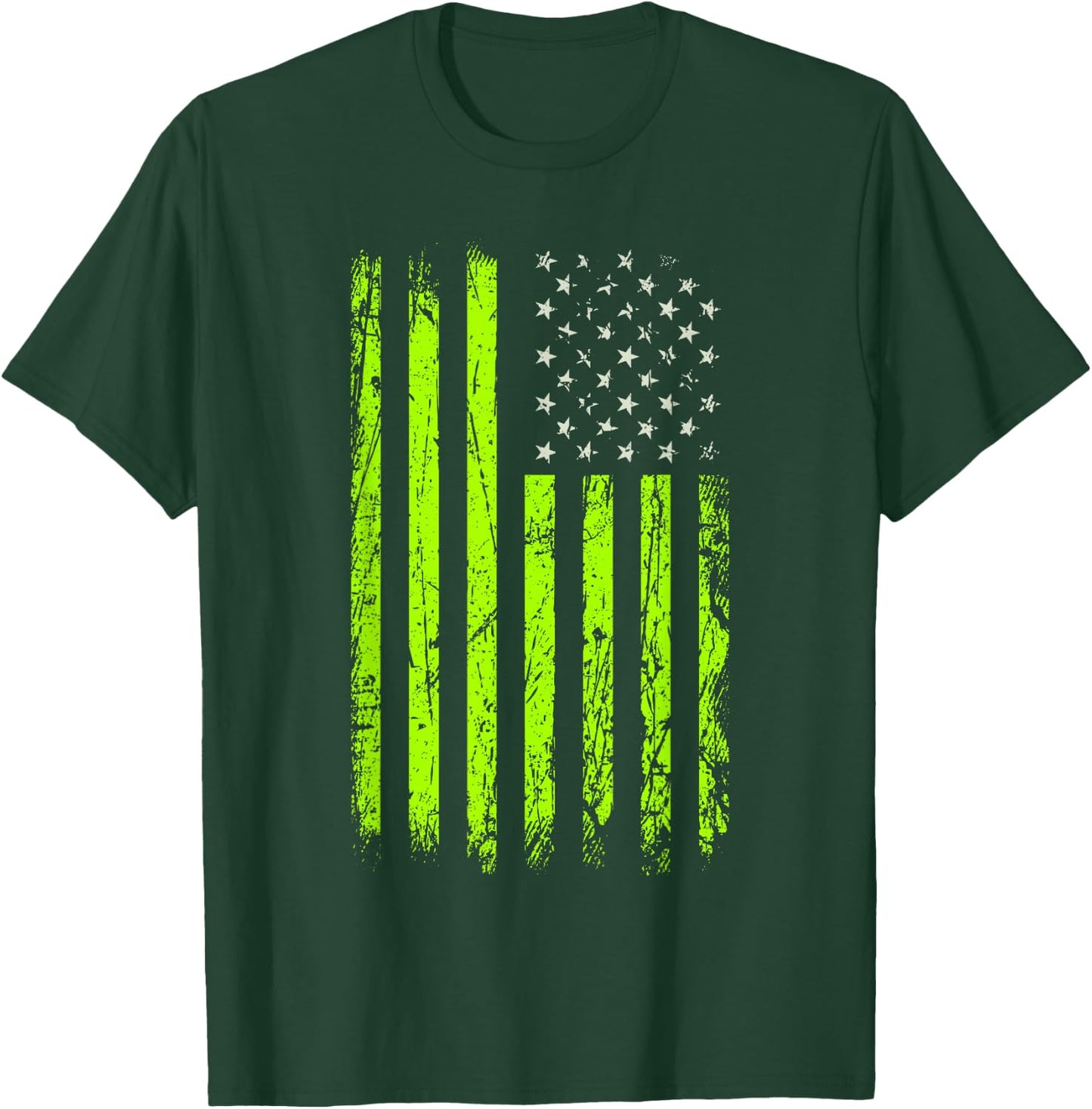 Green Stars & Stripes.American USA Flag Green Color Graphic T-Shirt - T-Shirt | Forest
