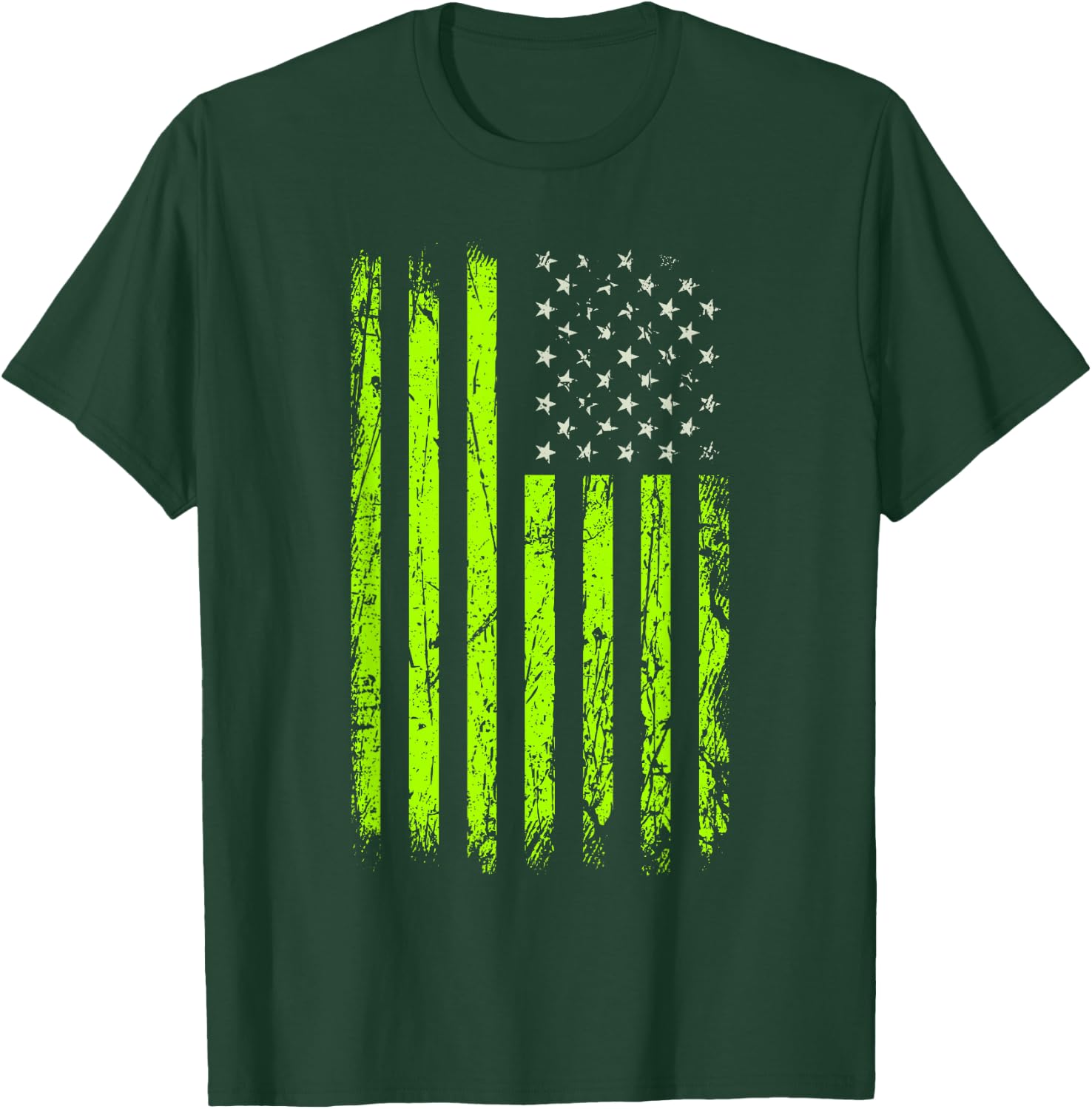 Green Stars & Stripes.American USA Flag Green Color Graphic T-Shirt - T-Shirt | Forest