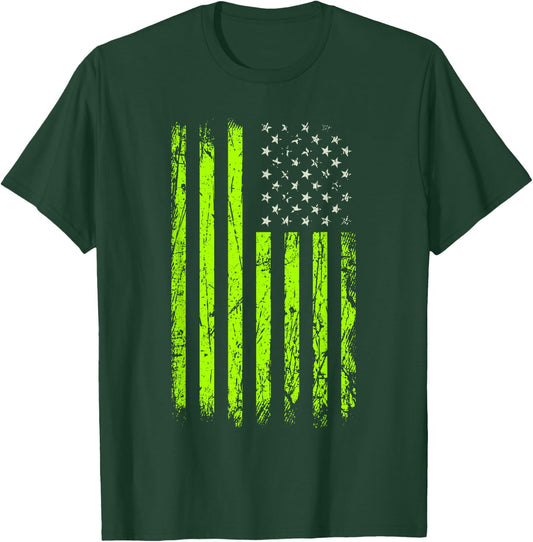 Green Stars & Stripes.American USA Flag Green Color Graphic T-Shirt - T-Shirt | Forest