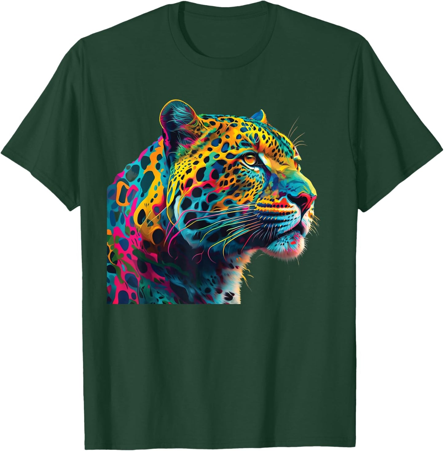 colorful leopard head art face for lover animal Wild T-Shirt - T-Shirt | Forest