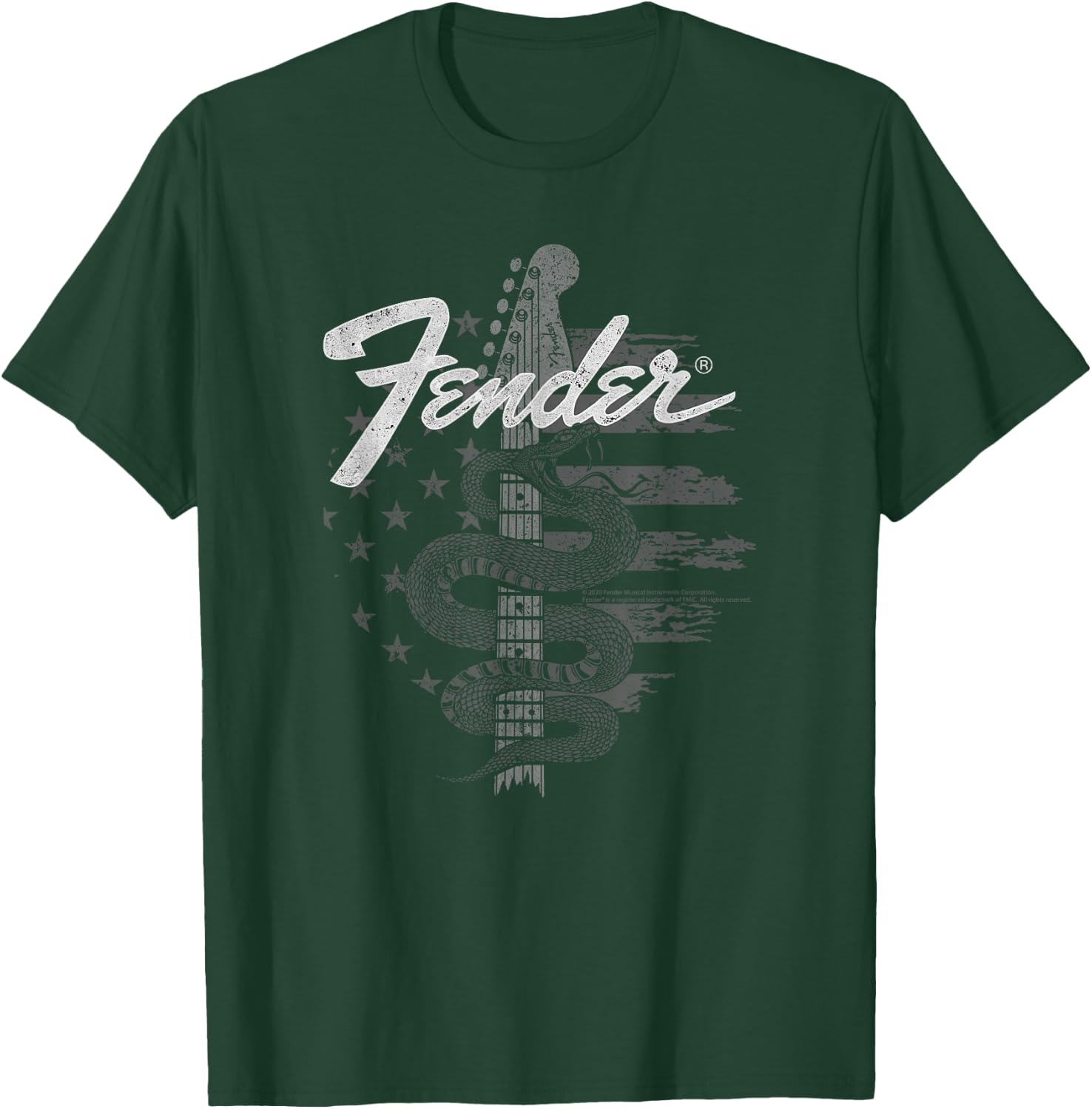 Fender Snake American Flag Guitar Rock T-Shirt - T-Shirt | Forest