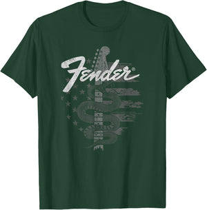 Fender Snake American Flag Guitar Rock T-Shirt - T-Shirt | Forest