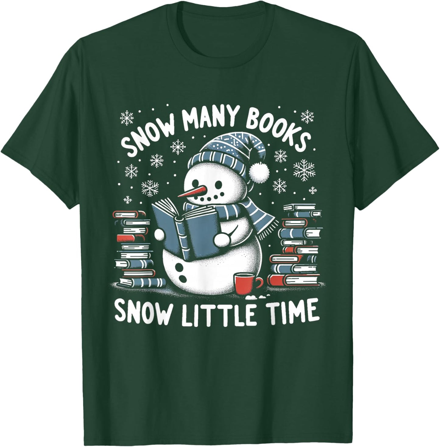 Reading Snowman So Many Books Funny Christmas Men Women Kids T-Shirt - T-Shirt | Forest