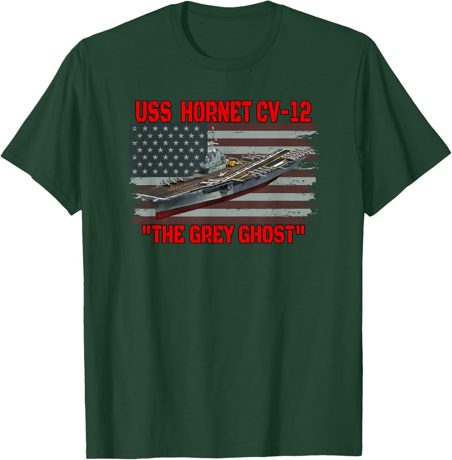 Veterans Day Aircraft Carrier USS Hornet CV-12 Warship Dad T-Shirt - T-Shirt | Forest