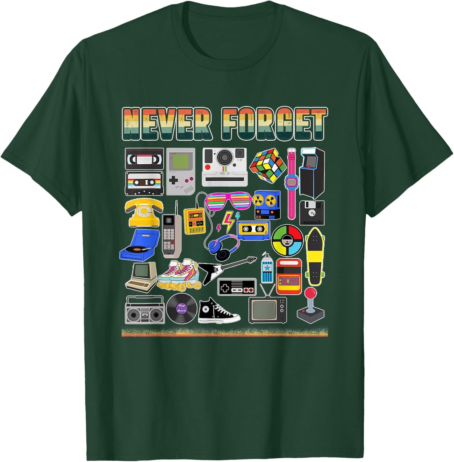 Never Forget 80s Retro Vintage Costume Party Retro 80s T-Shirt - T-Shirt | Forest