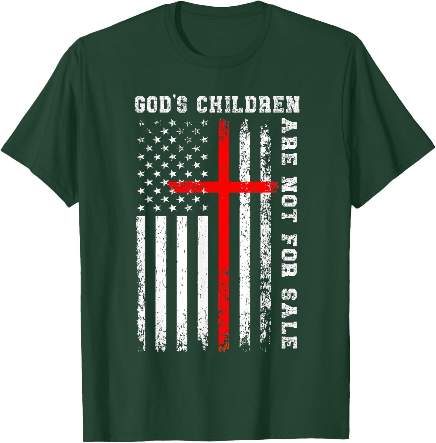 God's Children Are Not For Sale Christian USA Flag T-Shirt - T-Shirt | Forest