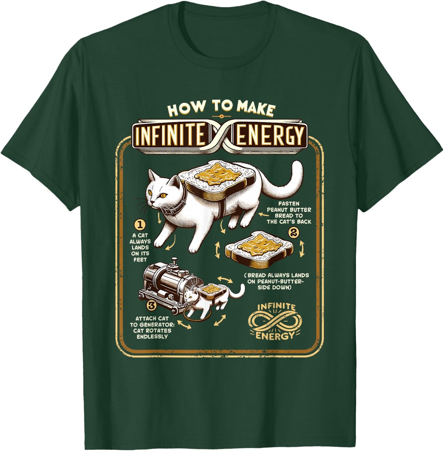 Science Experiment Perpetual Mobile Infinite Energy Cat T-Shirt - T-Shirt | Forest