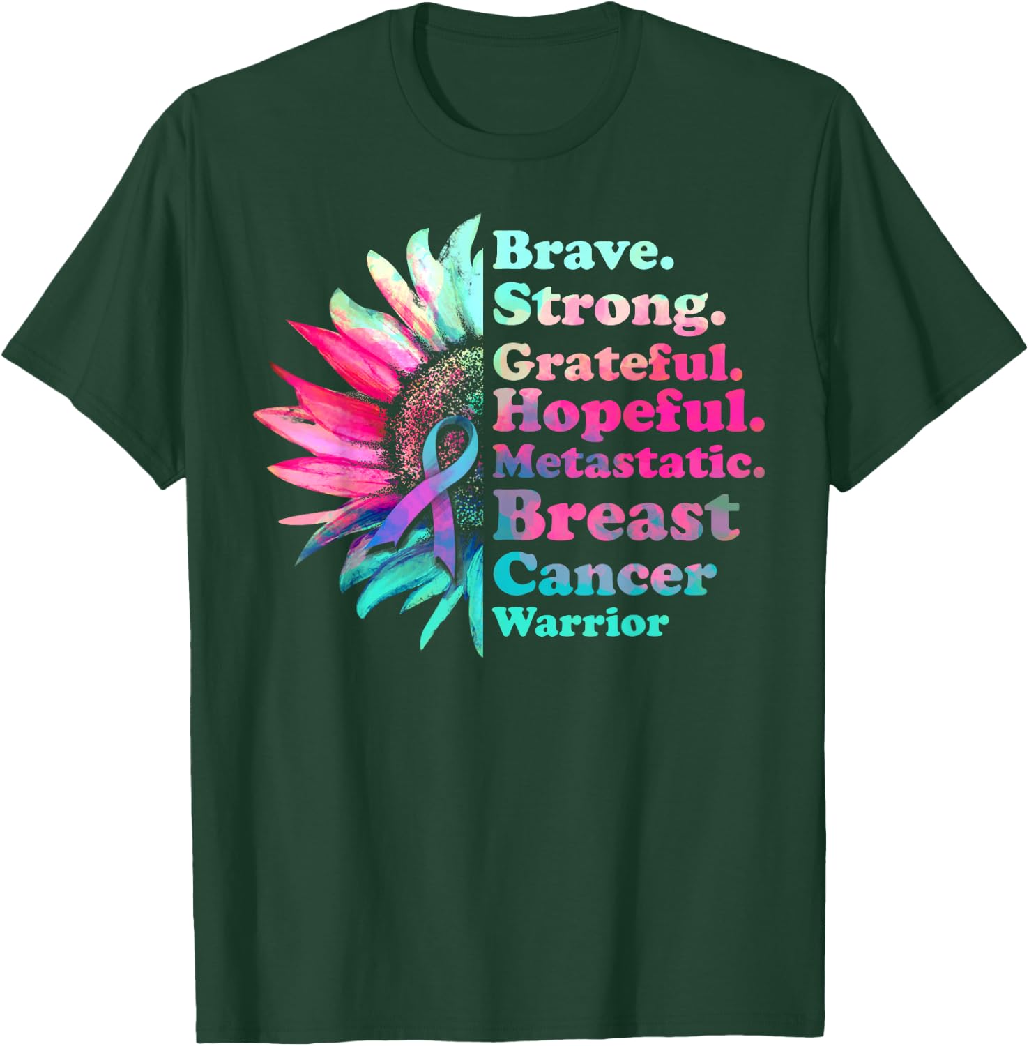 Brave Strong Grateful Metastatic Breast Cancer Survivor T-Shirt - T-Shirt | Forest