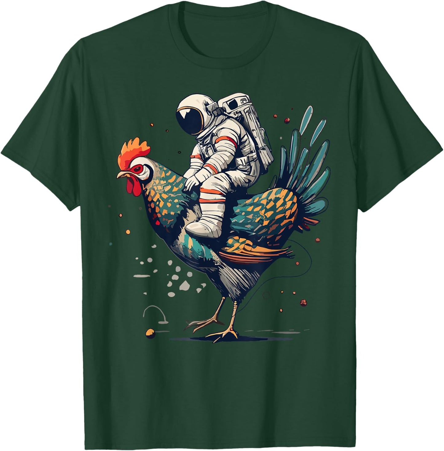 Astronaut on a chicken in space T-Shirt - T-Shirt | Forest