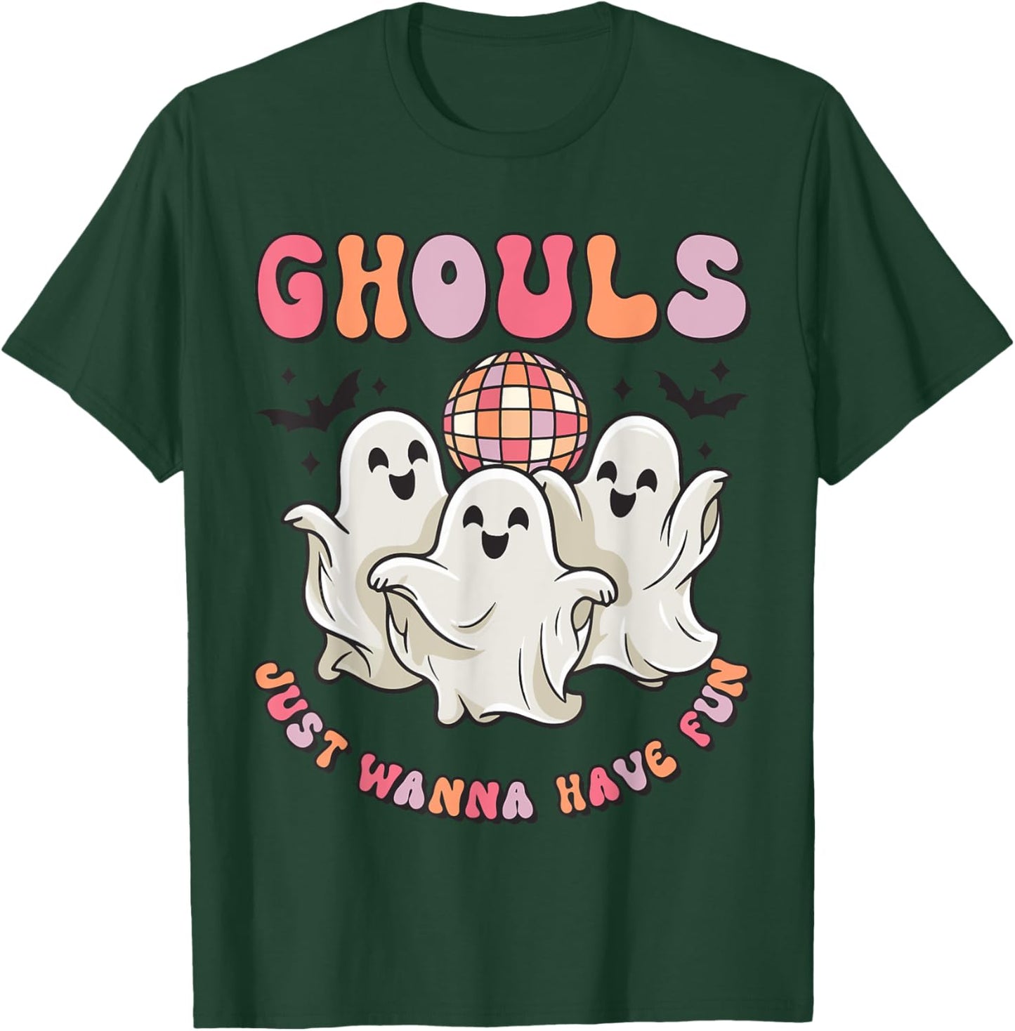 Groovy Halloween Ghouls Just Wanna Have Fun Dancing Ghost T-Shirt - T-Shirt | Forest