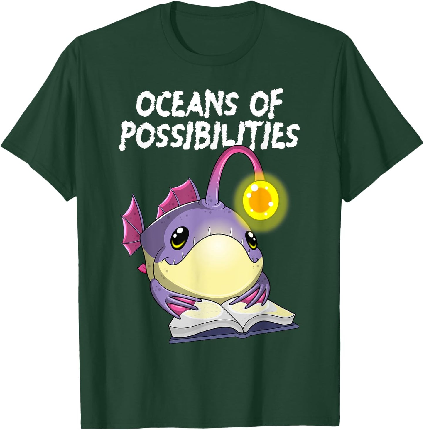 Oceans Of Possibilities Anglerfish Deep Sea Creature Fish T-Shirt - T-Shirt | Forest