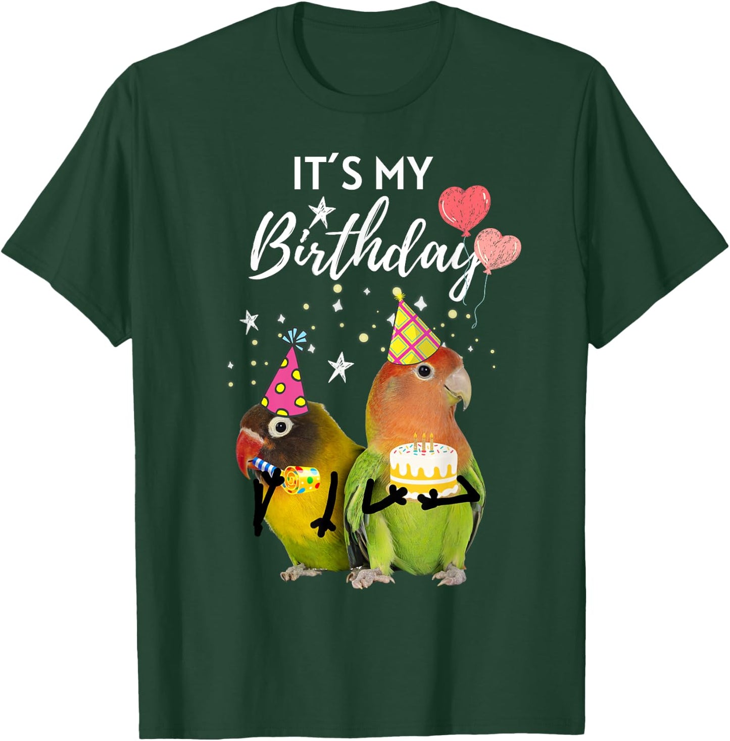 Funny Its My BirthdayParty Cake Birds Parrots T-Shirt - T-Shirt | Forest